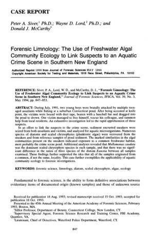 Forensic Limnology: the Use of Freshwater Algal Community Ecology to Link Suspects to an Aquatic Crime Scene in Southern New England