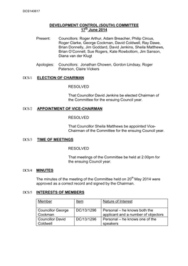 SOUTH) COMMITTEE 17Th June 2014