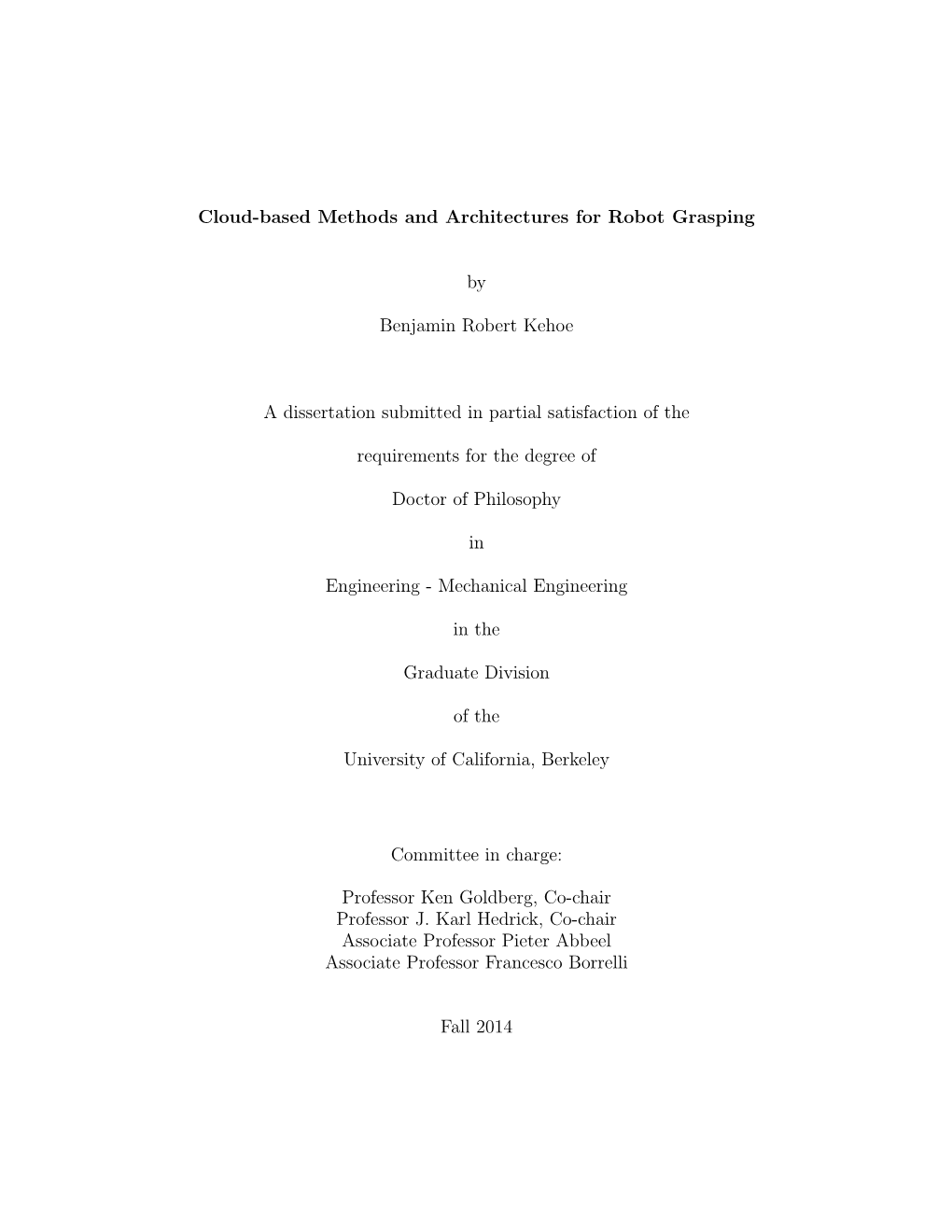 Cloud-Based Methods and Architectures for Robot Grasping By