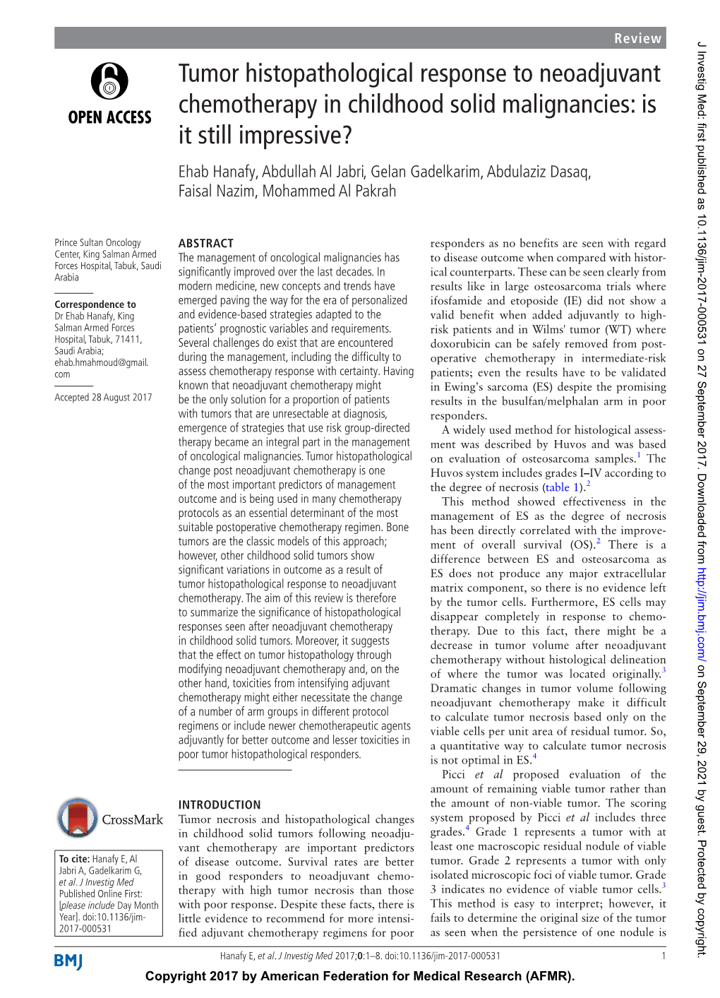 Tumor Histopathological Response to Neoadjuvant Chemotherapy In