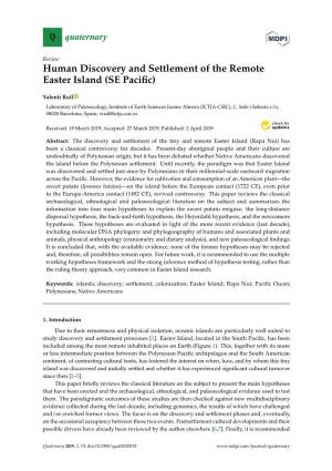 Human Discovery and Settlement of the Remote Easter Island (SE Pacific)