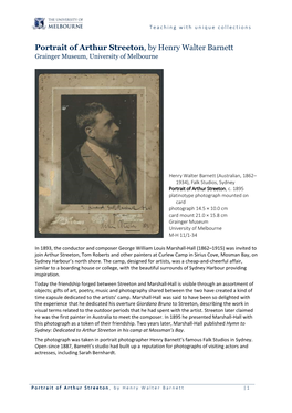 Portrait of Arthur Streeton, by Henry Walter Barnett Grainger Museum, University of Melbourne