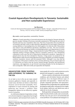 Coastal Aquaculture Developments in Tanzania 3