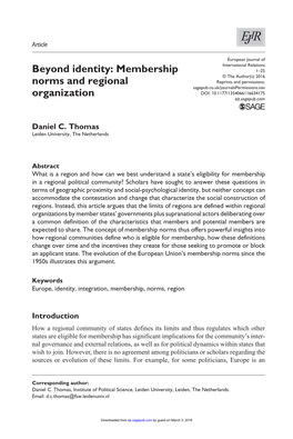 Beyond Identity: Membership Norms and Regional Organization