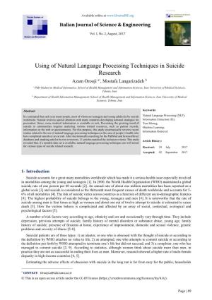 Using of Natural Language Processing Techniques in Suicide