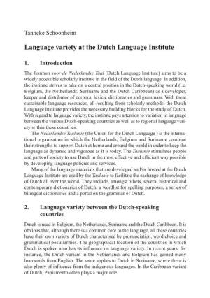 Language Variety at the Dutch Language Institute