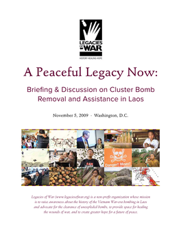 A Peaceful Legacy Now: Briefing & Discussion on Cluster Bomb Removal and Assistance in Laos