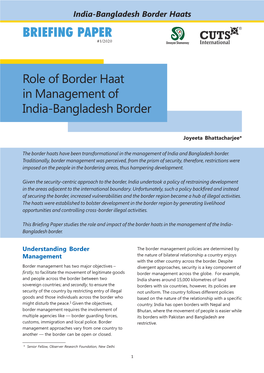 India-Bangladesh Border Haats BRIEFING PAPER #1/2020 Unnayan Shamannay