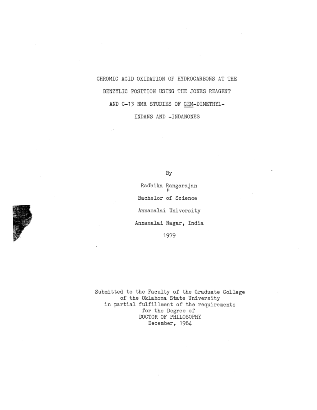 Chromic Acid Oxidation of Hydrocarbons at The