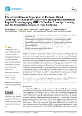 Characterization and Separation of Platinum-Based Antineoplastic