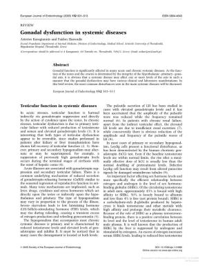 Gonadal Dysfunction in Systemic Diseases