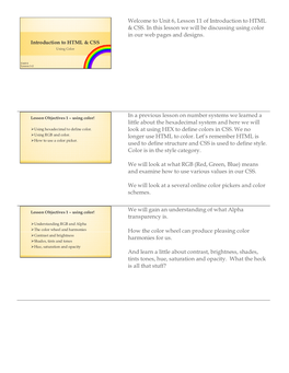 Welcome to Unit 6, Lesson 11 of Introduction to HTML & CSS. in This