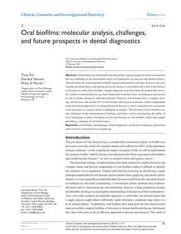 Oral Biofilms: Molecular Analysis, Challenges, and Future Prospects in Dental Diagnostics