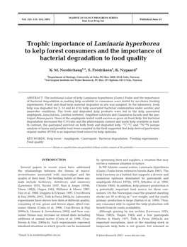 Trophic Importance of Laminaria Hyperborea to Kelp Forest Consumers and the Importance of Bacterial Degradation to Food Quality