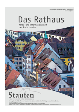 33. Jahrgang Donnerstag, Den 21. Februar 2019 Nummer 8 KW 8