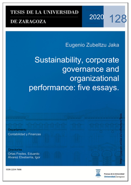 Sustainability, Corporate Governance and Organizational Performance: Five Essays