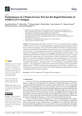 Performance of a Point-Of-Care Test for the Rapid Detection of SARS-Cov-2 Antigen