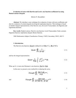 1 Evaluation of Series with Hurwitz and Lerch Zeta Function Coefficients by Using Hankel Contour Integrals. Khristo N. Boyadzhi