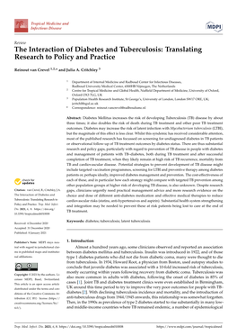 The Interaction of Diabetes and Tuberculosis: Translating Research to Policy and Practice