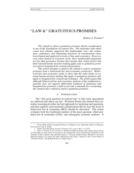 “Law &” Gratuitous Promises