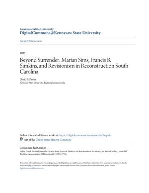 Marian Sims, Francis B. Simkins, and Revisionism in Reconstruction South Carolina David B
