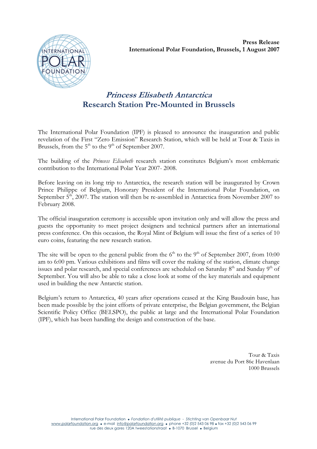 Princess Elisabeth Antarctica Research Station Pre-Mounted in Brussels