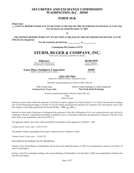 Sturm, Ruger & Company, Inc