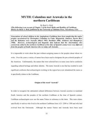 MYTH: Columbus Met Arawaks in the Northern Caribbean