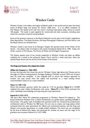 Windsor Castle Fact Sheet