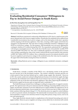 Evaluating Residential Consumers' Willingness to Pay to Avoid Power