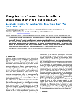 Energy Feedback Freeform Lenses for Uniform Illumination of Extended Light Source Leds