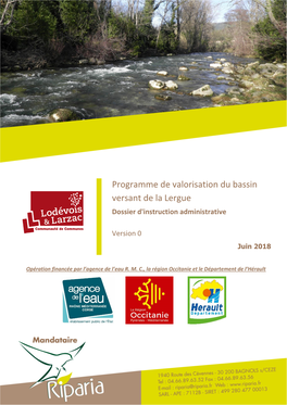 Programme De Valorisation Du Bassin Versant De La Lergue, Dossier D’Administrative