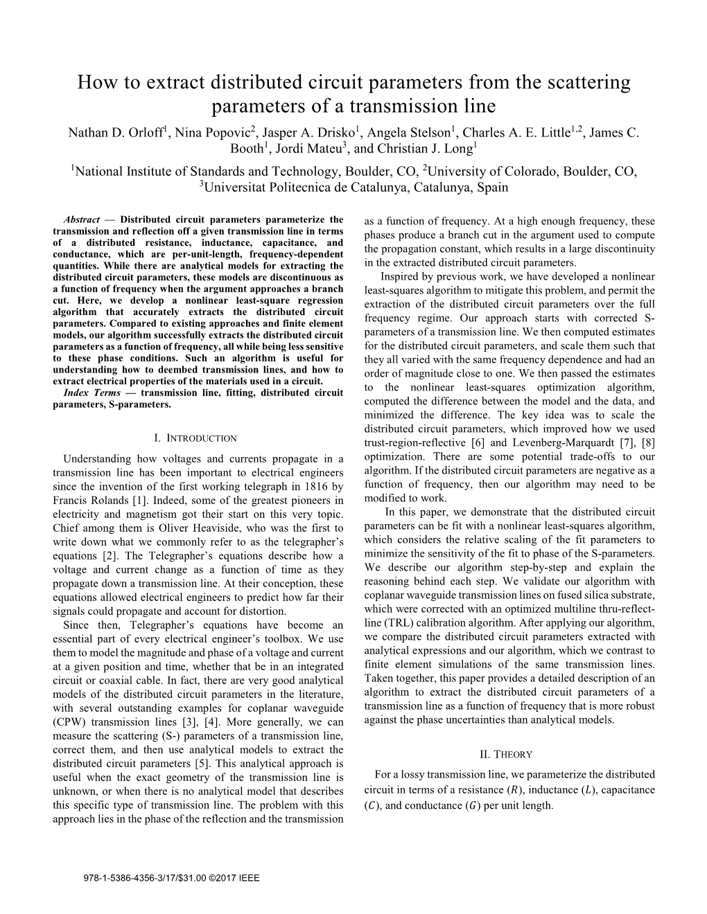 How to Extract Distributed Circuit Parameters from the Scattering Parameters of a Transmission Line Nathan D