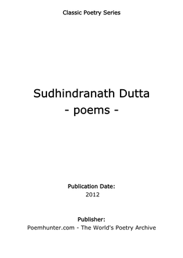 Sudhindranath Dutta - Poems