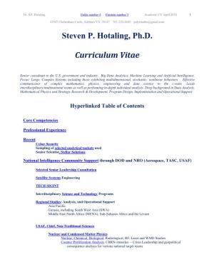Steven P. Hotaling, Ph.D. Curriculum Vitae