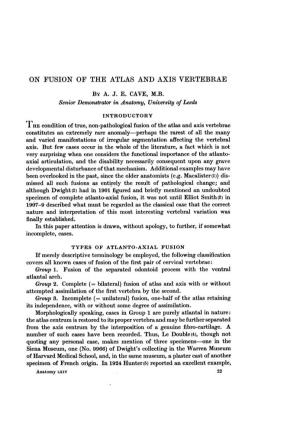 On Fusion of the Atlas and Axis Vertebrae by A