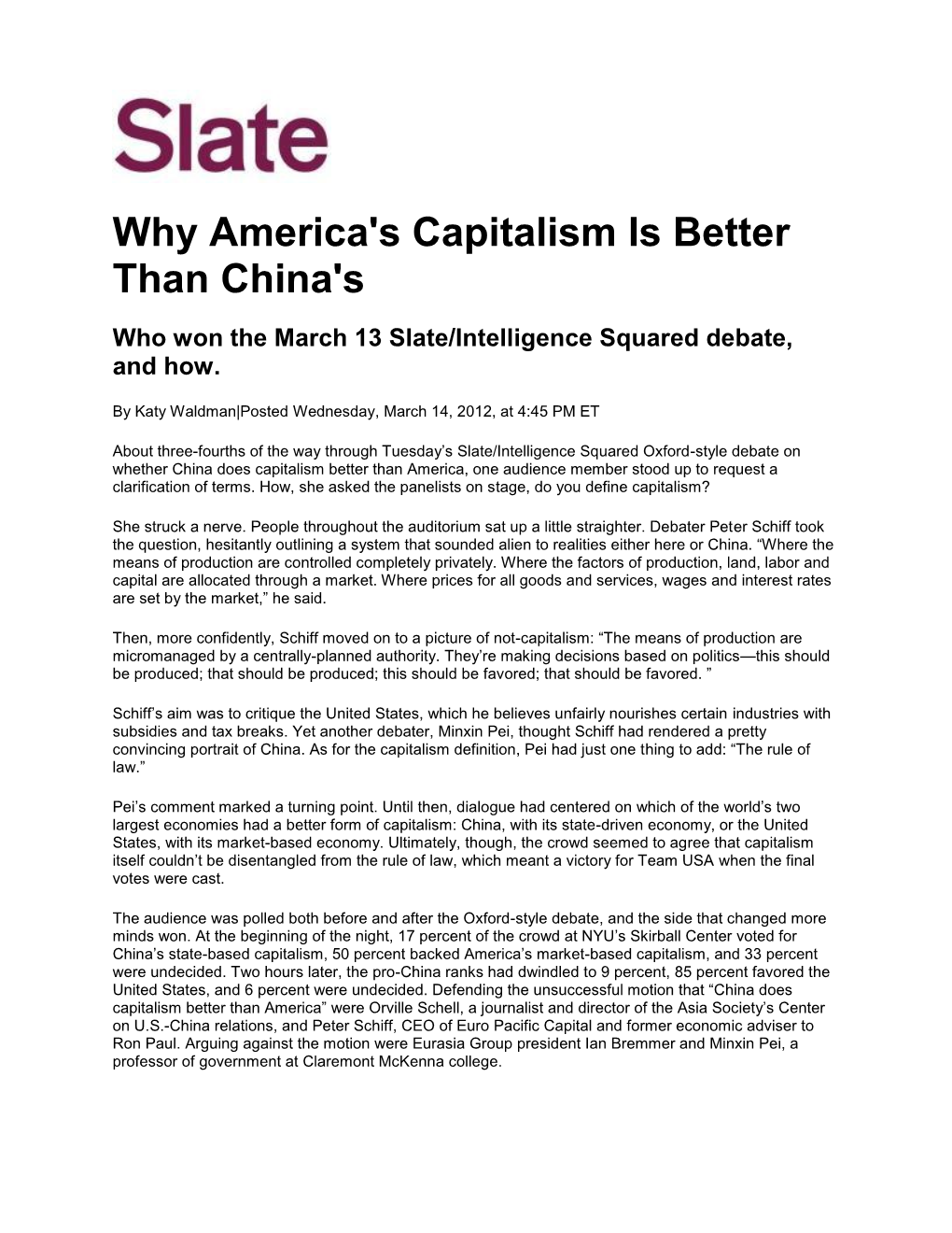 Why America's Capitalism Is Better Than China's