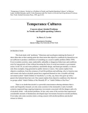 Temperance Cultures: Concern About Alcohol Problems in Nordic and English-Speaking Cultures