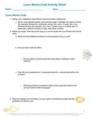 Learn Morse Code Activity Sheet