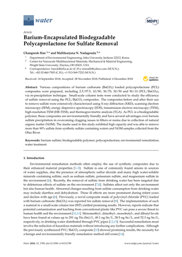 Barium-Encapsulated Biodegradable Polycaprolactone for Sulfate Removal