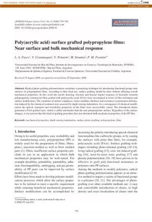 Poly(Acrylic Acid) Surface Grafted Polypropylene Films: Near Surface and Bulk Mechanical Response