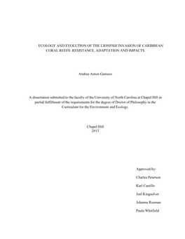 Ecology and Evolution of the Lionfish Invasion of Caribbean Coral Reefs: Resistance, Adaptation and Impacts