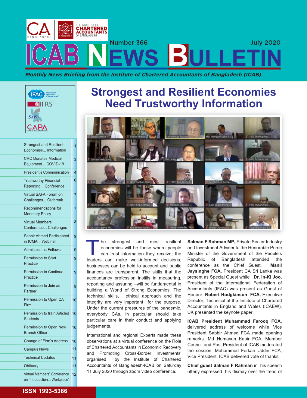 ICAB Monthly News Bulletin July 2020 Issue