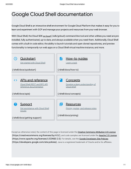 Google Cloud Shell Documentation