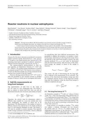 Reactor Neutrons in Nuclear Astrophysics