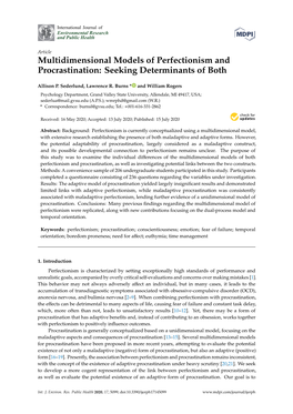 Multidimensional Models of Perfectionism and Procrastination: Seeking Determinants of Both