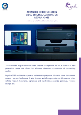 Advanced High Resolution Video Spectral Comparator Regula 4308S