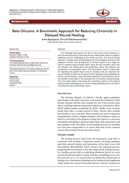 Beta-Glucans: a Biomimetic Approach for Reducing Chronicity in Delayed Wound Healing