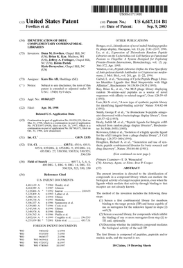 (12) United States Patent (10) Patent No.: US 6,617,114 B1 Fowlkes Et Al