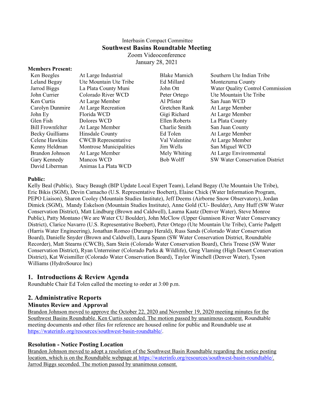 Southwest Basins Roundtable Meeting